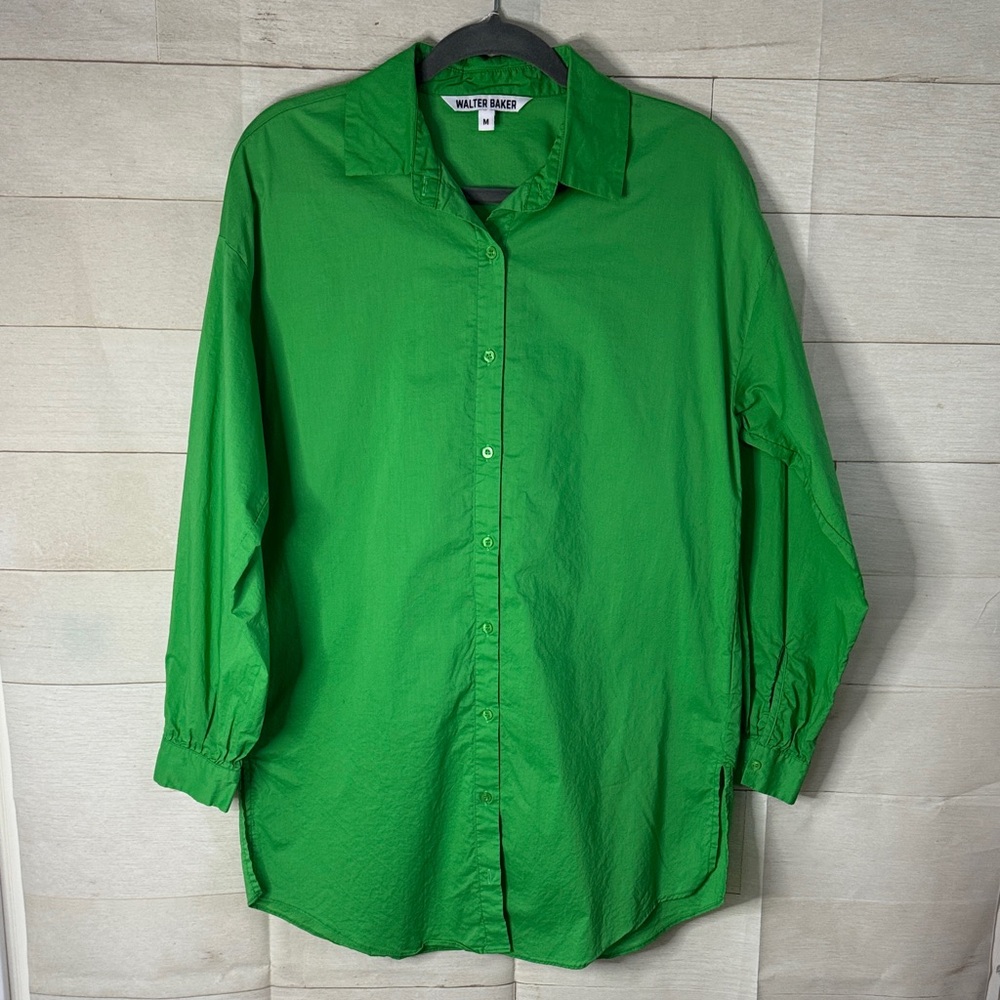 Walter Baker Green Button Down tunic Shirt size Meduim
